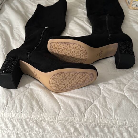 Jewel Badley Mischka Womens Black NWT Evalina Block Heel Boots 9.5 - Picture 11 of 16